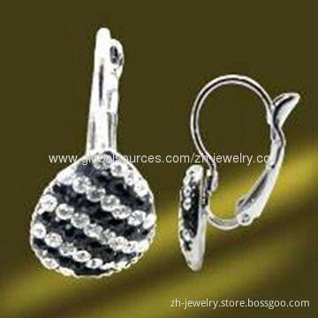 Rhinestone Hoop Earrings, ODM and OEM Orders are Welcome